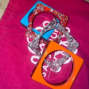 Fairy dust bracelet set of 4 (red, orange, turquoise, clear) all have flecks.